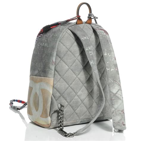 replica chanel graffiti printed canvas backpack|chanel backpack canvas graffiti.